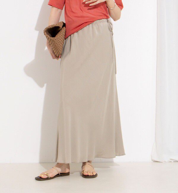 NOLLEY'S「フィブリルタフタサイドリボンバイヤススカート」|スカート|ベージュ