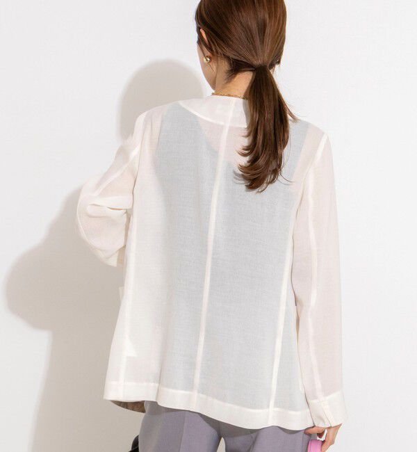NOLLEY'S「ウォッシャブルリネンライクシアージャケット」|ノーカラージャケット|