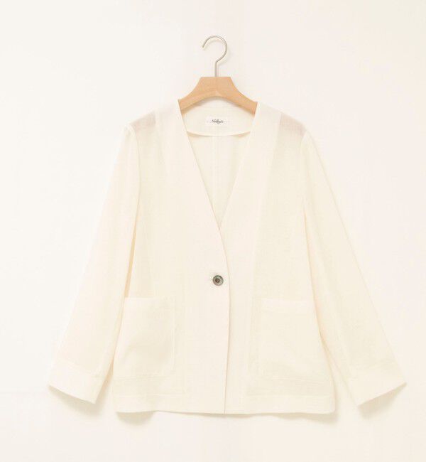 NOLLEY'S「ウォッシャブルリネンライクシアージャケット」|ノーカラージャケット|