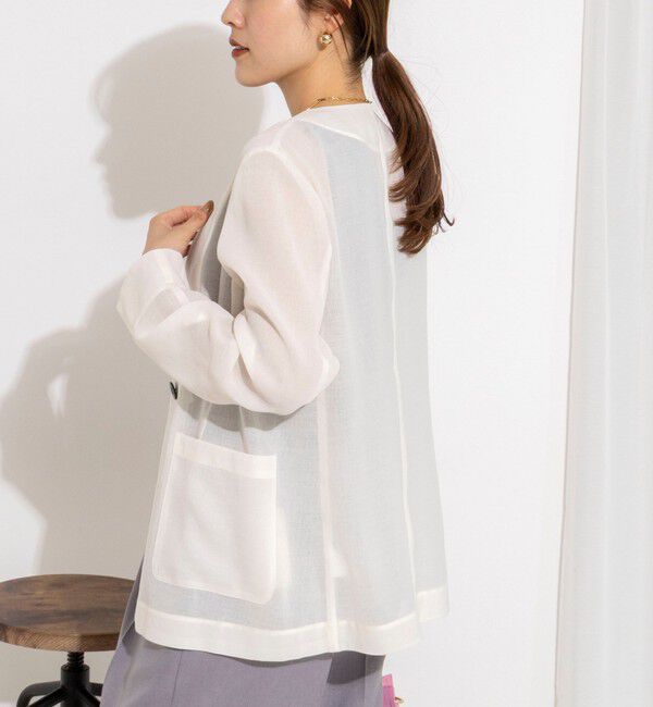 NOLLEY'S「ウォッシャブルリネンライクシアージャケット」|ノーカラージャケット|