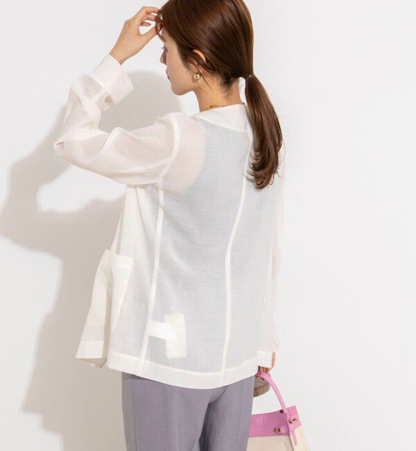 NOLLEY'S「ウォッシャブルリネンライクシアージャケット」|ノーカラージャケット|