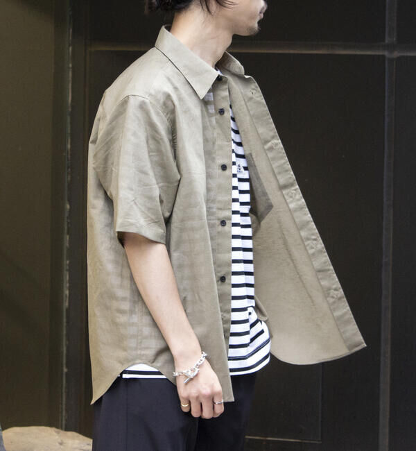 GLOSTER「【GLOSTER/グロスター】コットンリネン 半袖シャツ レギュラーカラー 綿麻」|シャツ・ブラウス|