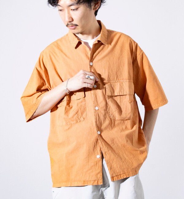 GLOSTER「【GLOSTER/グロスター】コットンピグメントショーツスリーブシャツ オーバーシャツ」|シャツ・ブラウス|