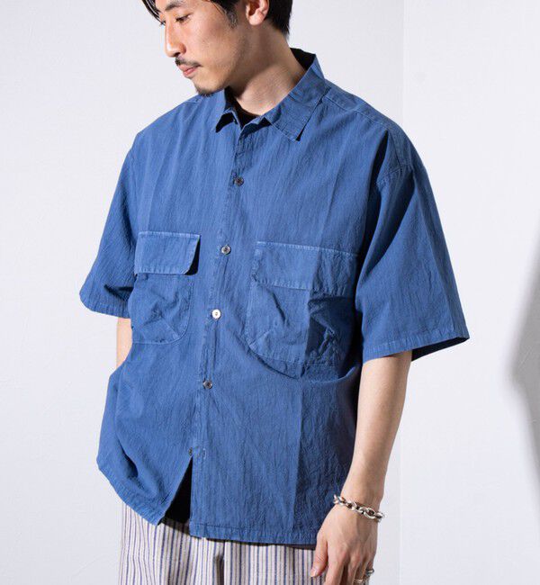 GLOSTER「【GLOSTER/グロスター】コットンピグメントショーツスリーブシャツ オーバーシャツ」|シャツ・ブラウス|