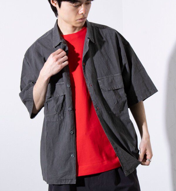 GLOSTER「【GLOSTER/グロスター】コットンピグメントショーツスリーブシャツ オーバーシャツ」|シャツ・ブラウス|