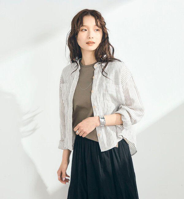 fredy emue「LINEN100 クロップドシャツ」|シャツ・ブラウス|ベージュ系その他