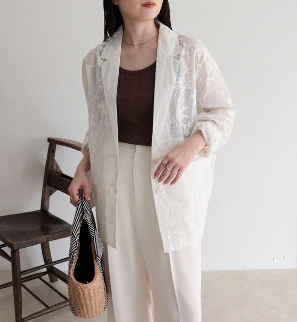 fredy emue「【MADE IN INDIA】シアー刺繍ジャケット」|テーラードジャケット|