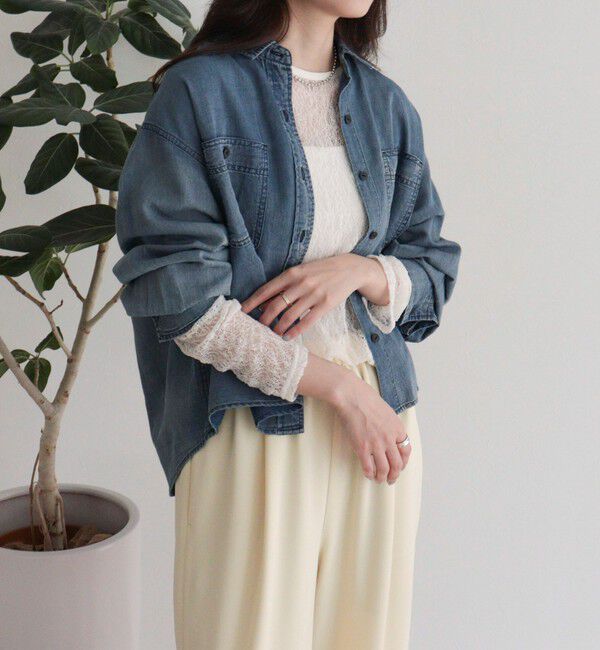 fredy emue「シアーデニムクロップドシャツ」|シャツ・ブラウス|