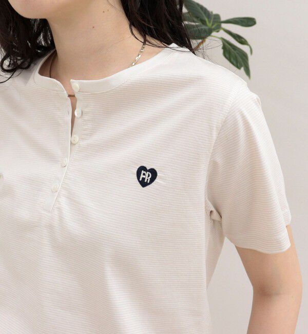 fredy emue「【昨年大人気！待望の再登場】ハートFR刺しゅうヘンリーネックTシャツ」|Tシャツ・カットソー|