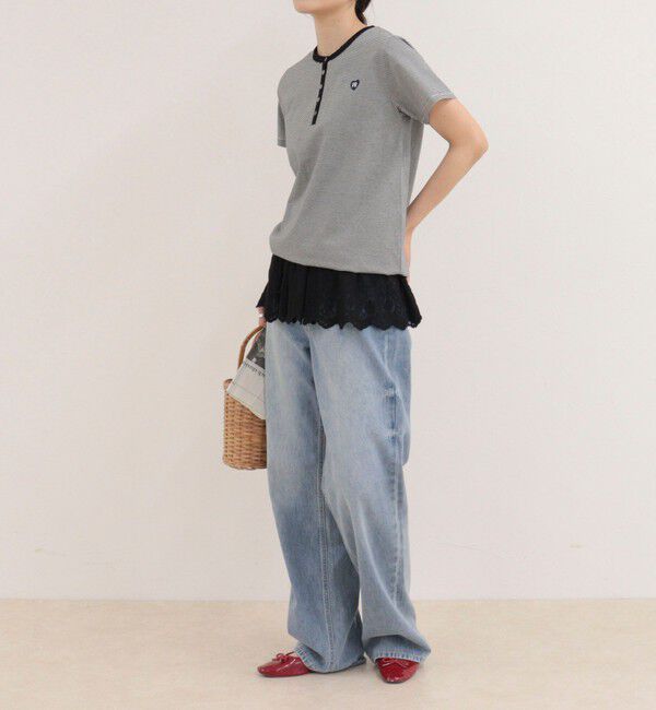 fredy emue「【昨年大人気！待望の再登場】ハートFR刺しゅうヘンリーネックTシャツ」|Tシャツ・カットソー|