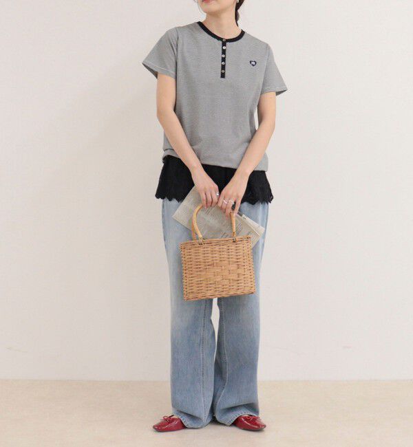 fredy emue「【昨年大人気！待望の再登場】ハートFR刺しゅうヘンリーネックTシャツ」|Tシャツ・カットソー|