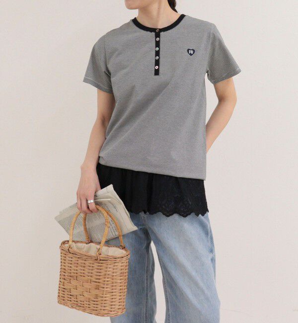 fredy emue「【昨年大人気！待望の再登場】ハートFR刺しゅうヘンリーネックTシャツ」|Tシャツ・カットソー|