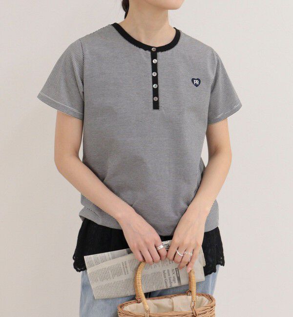 fredy emue「【昨年大人気！待望の再登場】ハートFR刺しゅうヘンリーネックTシャツ」|Tシャツ・カットソー|