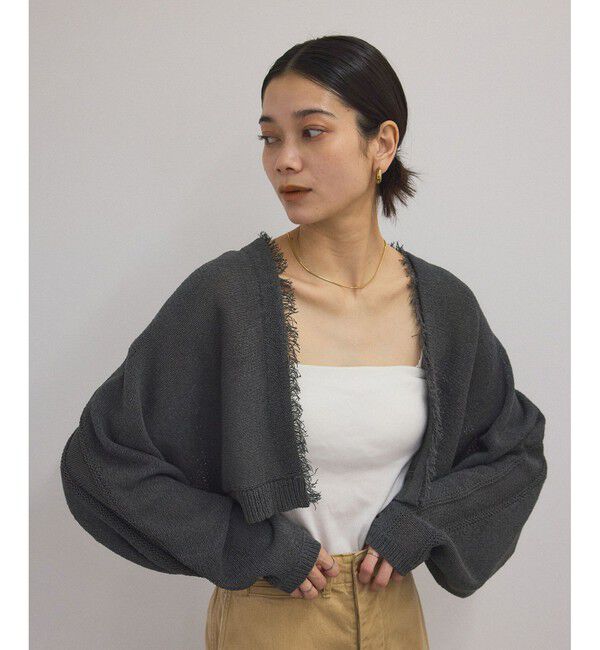 SALON adam et rope'「ペーパーヤーンクロップドカーディガン/ボレロ［吸水速乾・洗える］」|カーディガン|