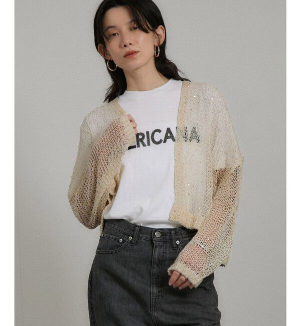 SALON adam et rope'「ギマコットンスパンコールカーディガン」|カーディガン|
