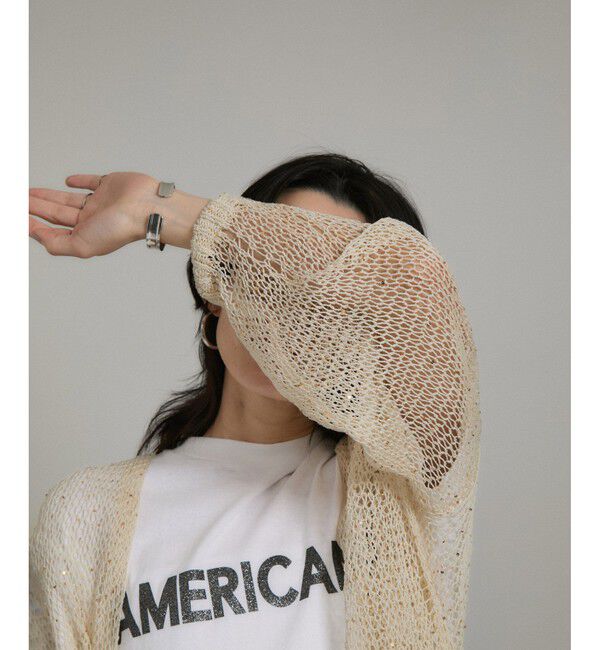 SALON adam et rope'「ギマコットンスパンコールカーディガン」|カーディガン|