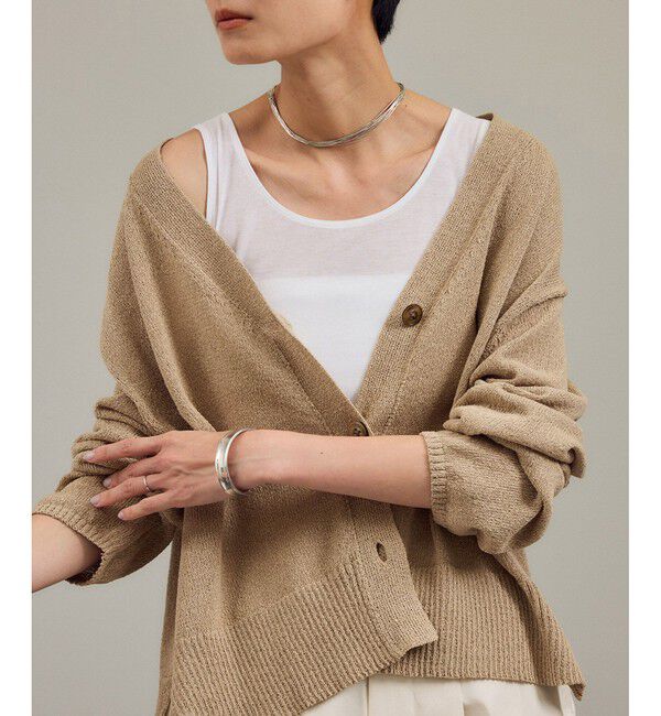 SALON adam et rope'「ペーパーヤーンVネックカーディガン［手洗い可/和紙素材］」|カーディガン|ベージュ(27)