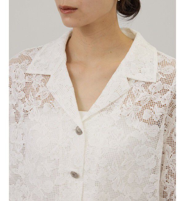 SALON adam et rope'「スカラップレースクロップドシャツジャケット」|その他|