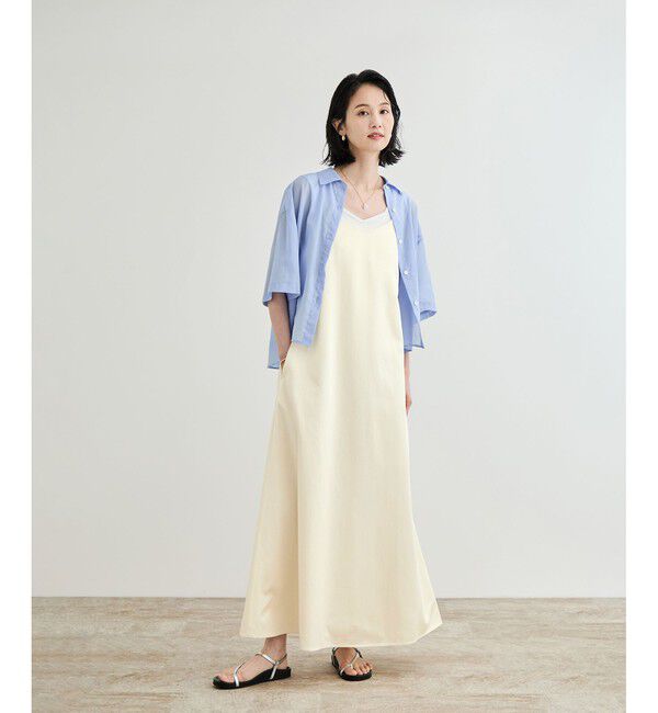 ROPE「【洗える】シャイニーサテンキャミワンピース」|ドレス|