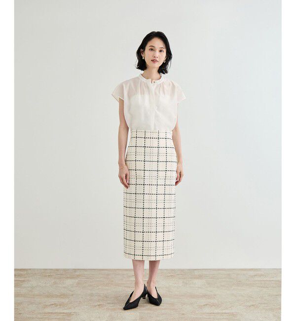 ROPE「【洗える】ツイードチェック ポケット付きタイトスカート」|スカート|