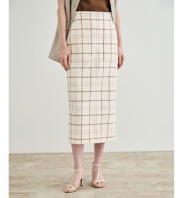 ROPE「【洗える】ツイードチェック ポケット付きタイトスカート」|スカート|