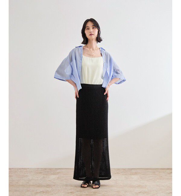 ROPE「【洗える】カップ付きサテンジャージーキャミソール」|キャミソール|