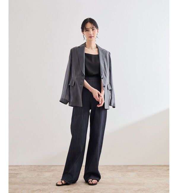 ROPE「【洗える】カップ付きサテンジャージーキャミソール」|キャミソール|