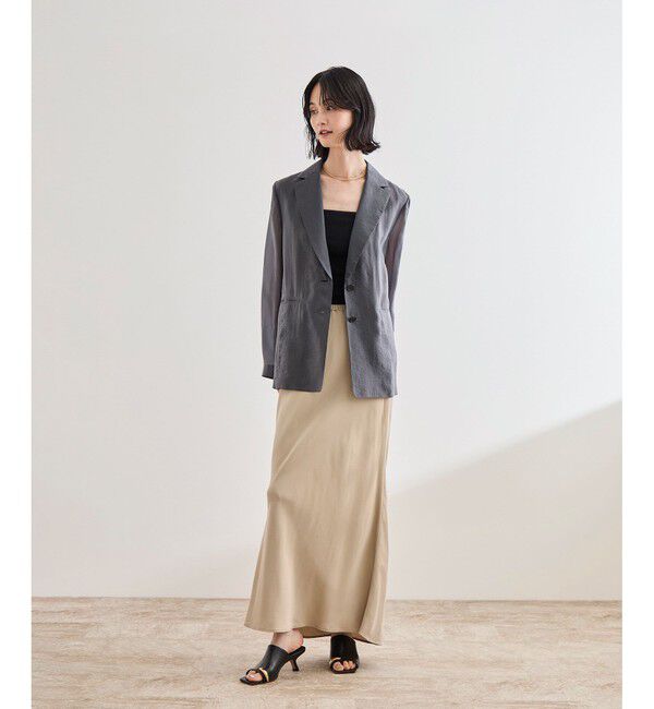 ROPE「【洗える】カップ付きサテンジャージーキャミソール」|キャミソール|