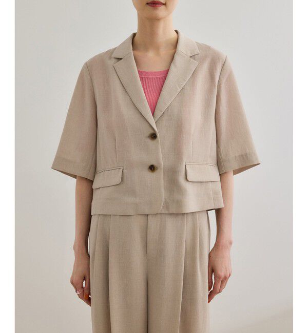 ROPE「【洗える】リネンライクコンパクトジャケット/セットアップ対応【WEB・一部店舗限定】」|テーラードジャケット|