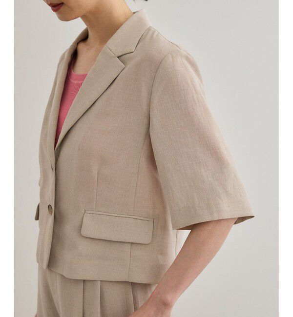 ROPE「【洗える】リネンライクコンパクトジャケット/セットアップ対応【WEB・一部店舗限定】」|テーラードジャケット|