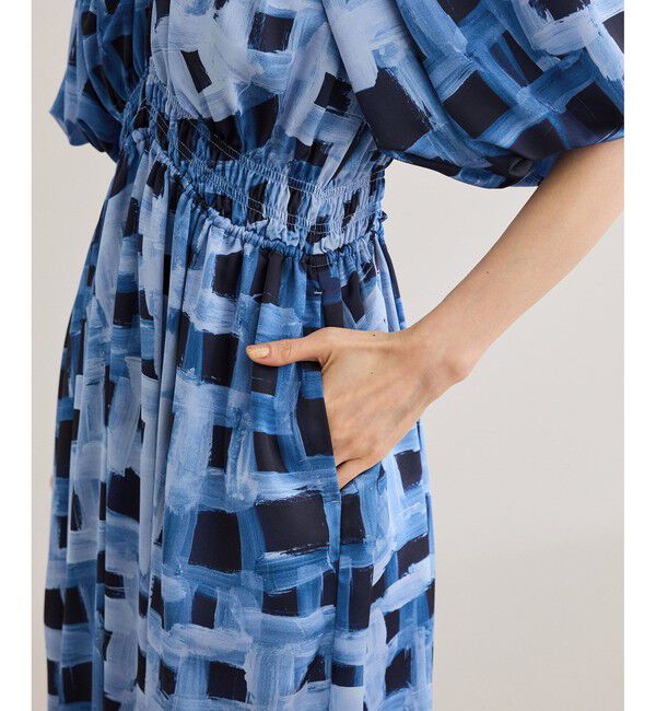 ROPE「スクエア ジオメトリックプリントワンピース/洗える」|ドレス|