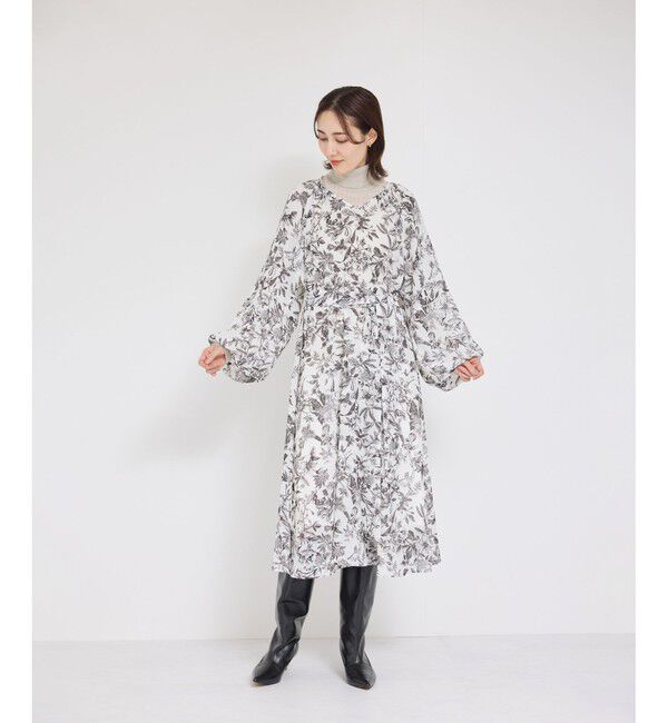 ROPE「シアープリントボリュームスリーブワンピース」|ワンピース|