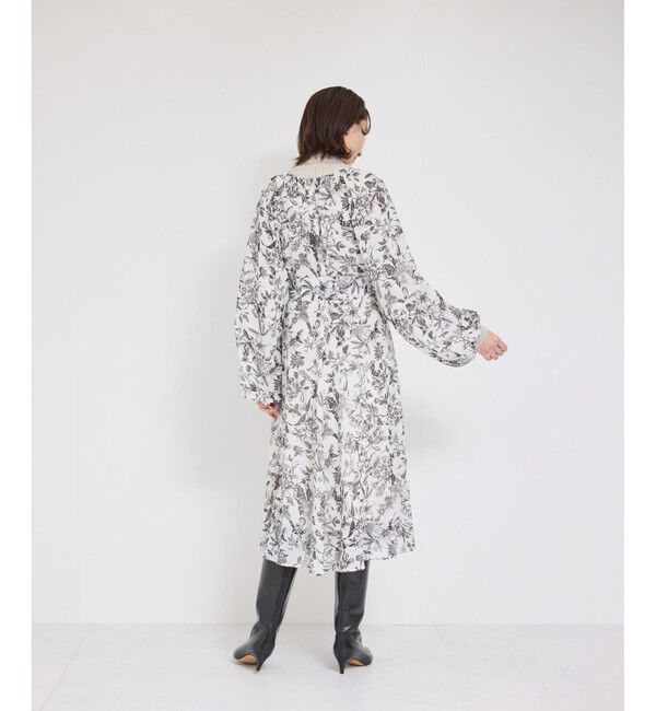 ROPE「シアープリントボリュームスリーブワンピース」|ワンピース|