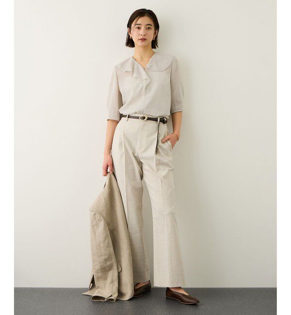 ROPE「リネンライクフリルカラーブラウス/セットアップ対応・イージーケア」|シャツ・ブラウス|