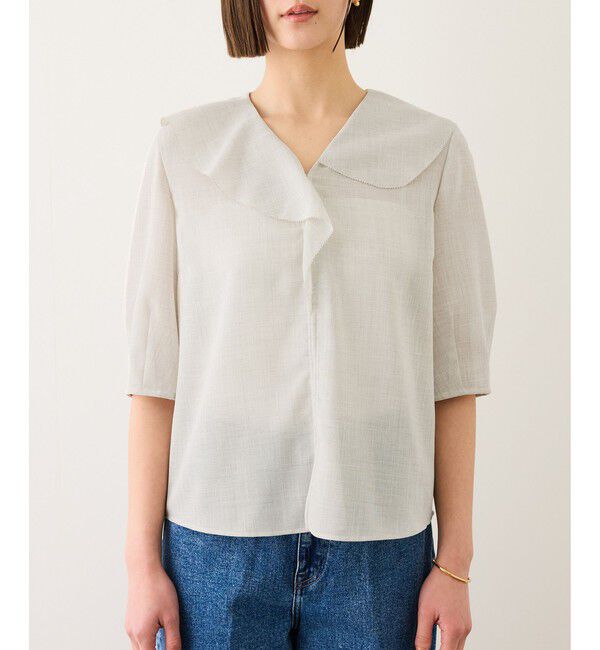 ROPE「リネンライクフリルカラーブラウス/セットアップ対応・イージーケア」|シャツ・ブラウス|