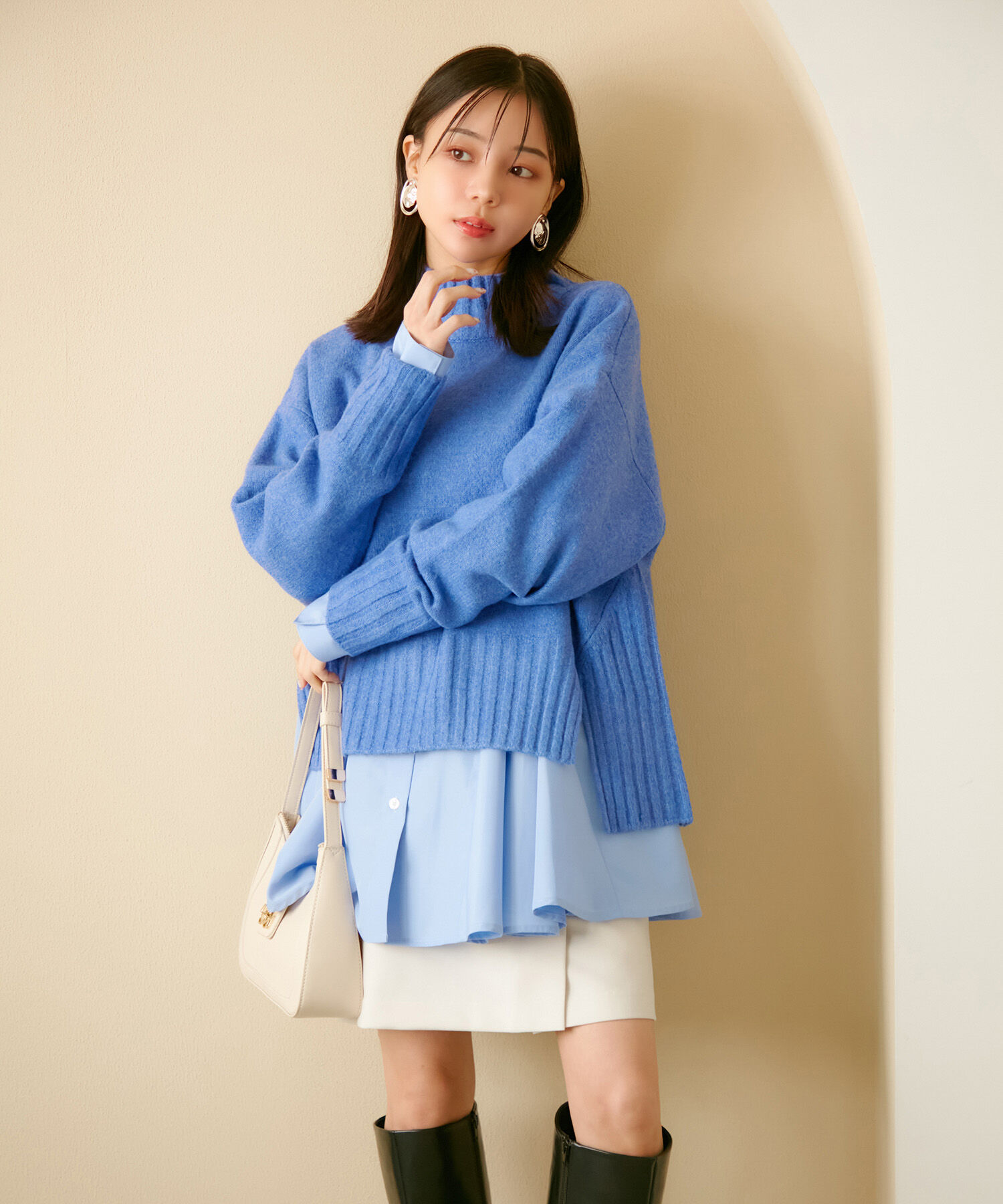 VIS「【選べる着丈】ふわもこサイドスリットニット【洗える】」|ニット・セーター|