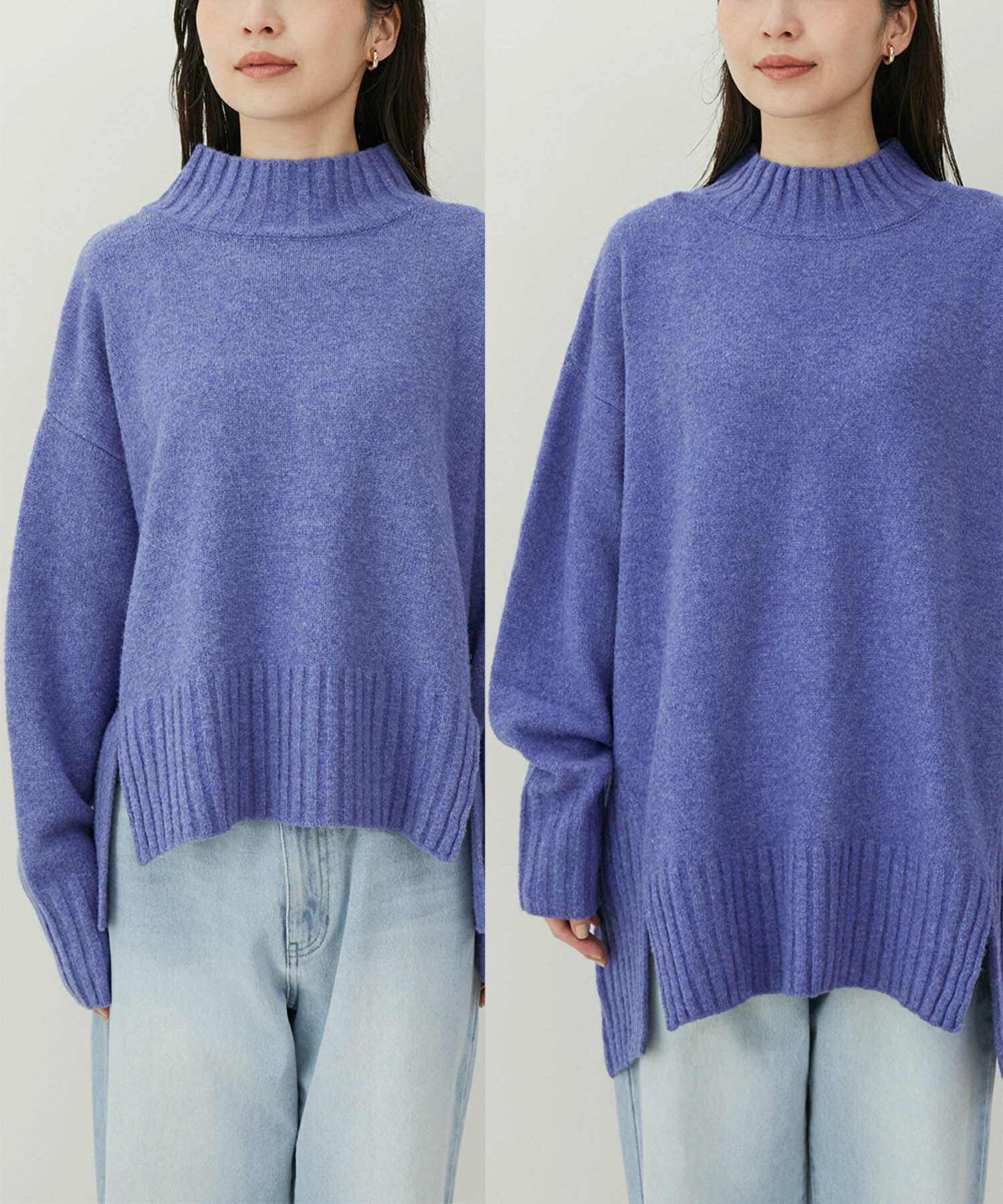 VIS「【選べる着丈】ふわもこサイドスリットニット【洗える】」|ニット・セーター|