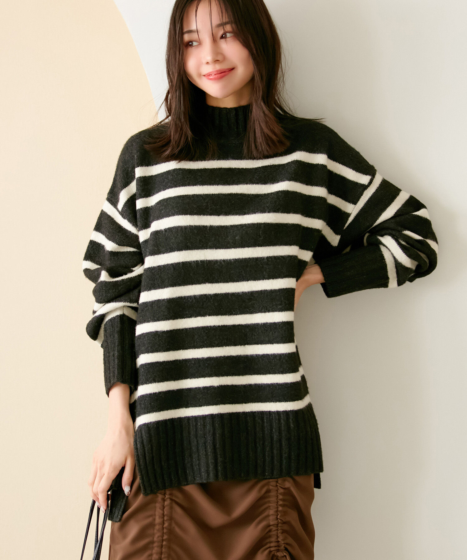 VIS「【選べる着丈】ふわもこサイドスリットニット【洗える】」|ニット・セーター|