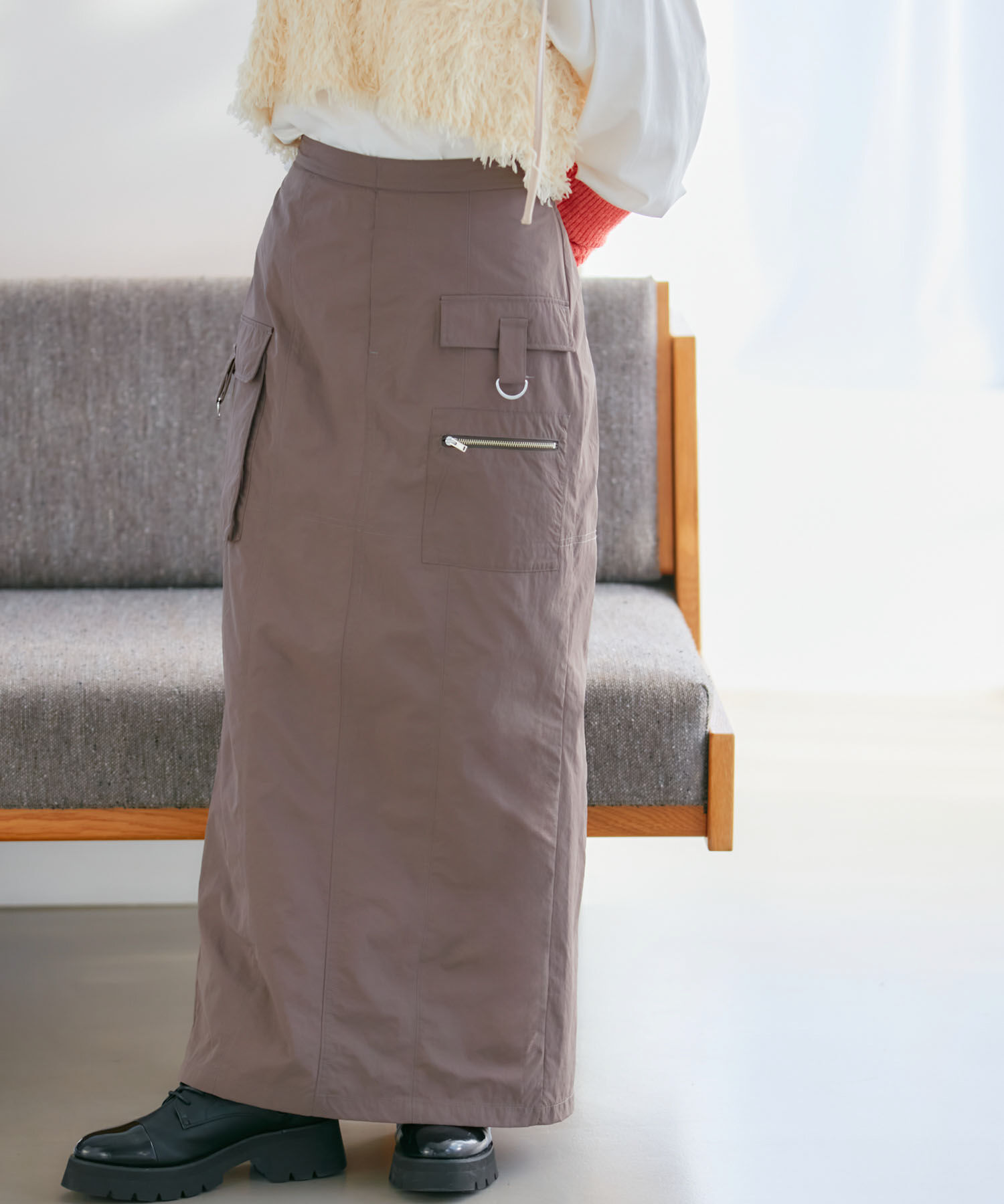 VIS「【洗える】裏起毛カーゴタイトスカート」|スカート|