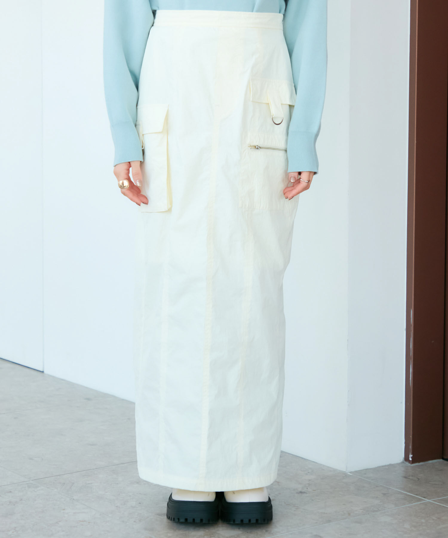 VIS「【洗える】裏起毛カーゴタイトスカート」|スカート|