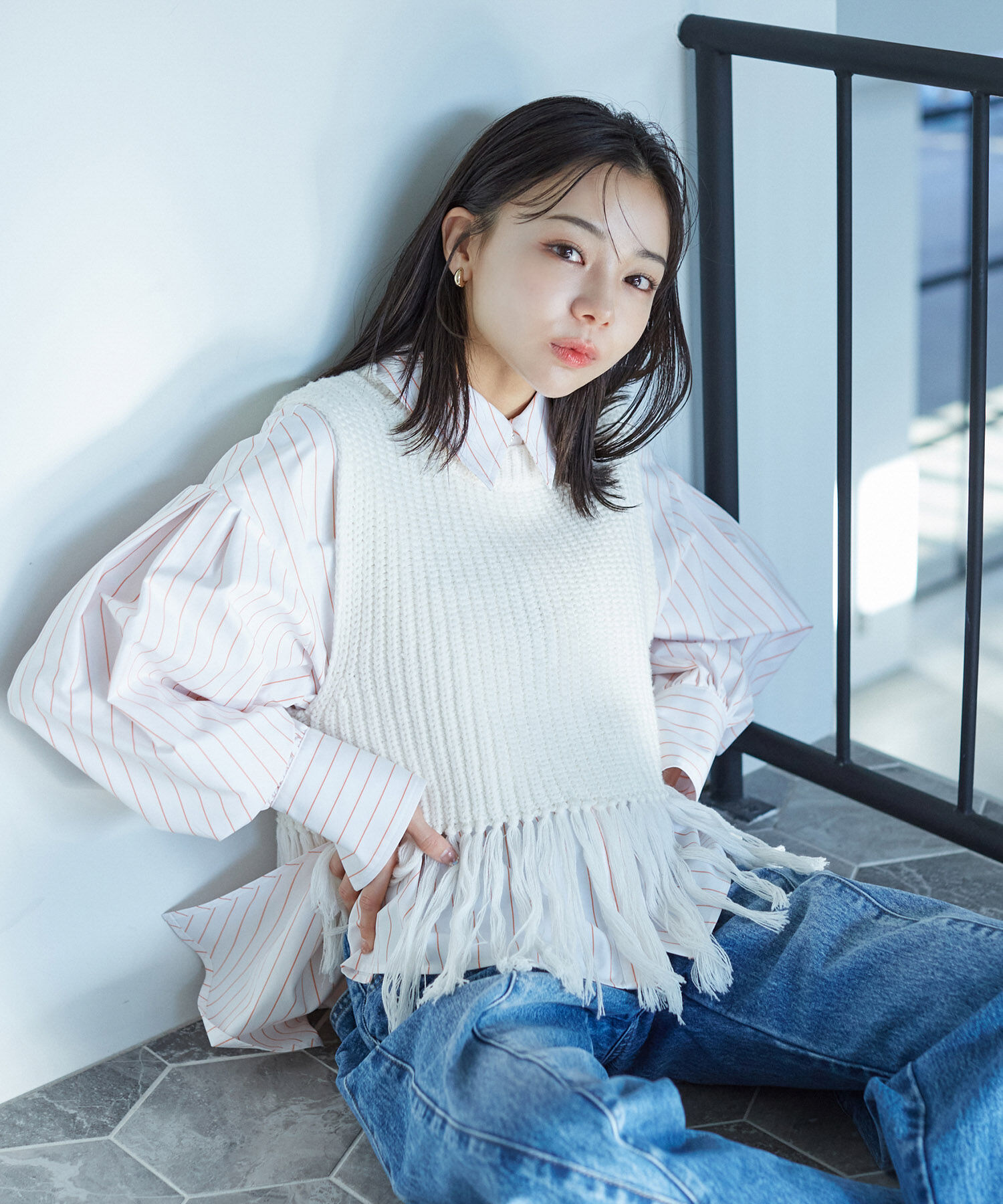 VIS「フリンジニットベスト」|ベスト・ジレ|