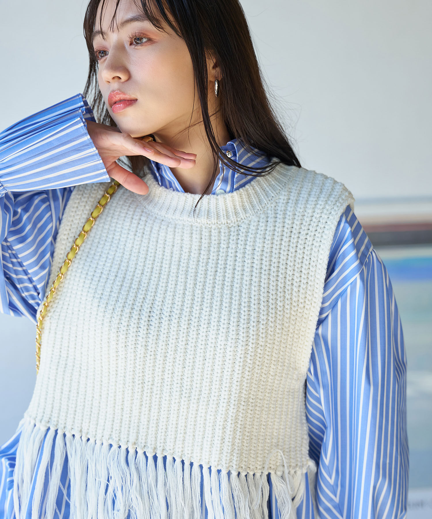 VIS「フリンジニットベスト」|ベスト・ジレ|