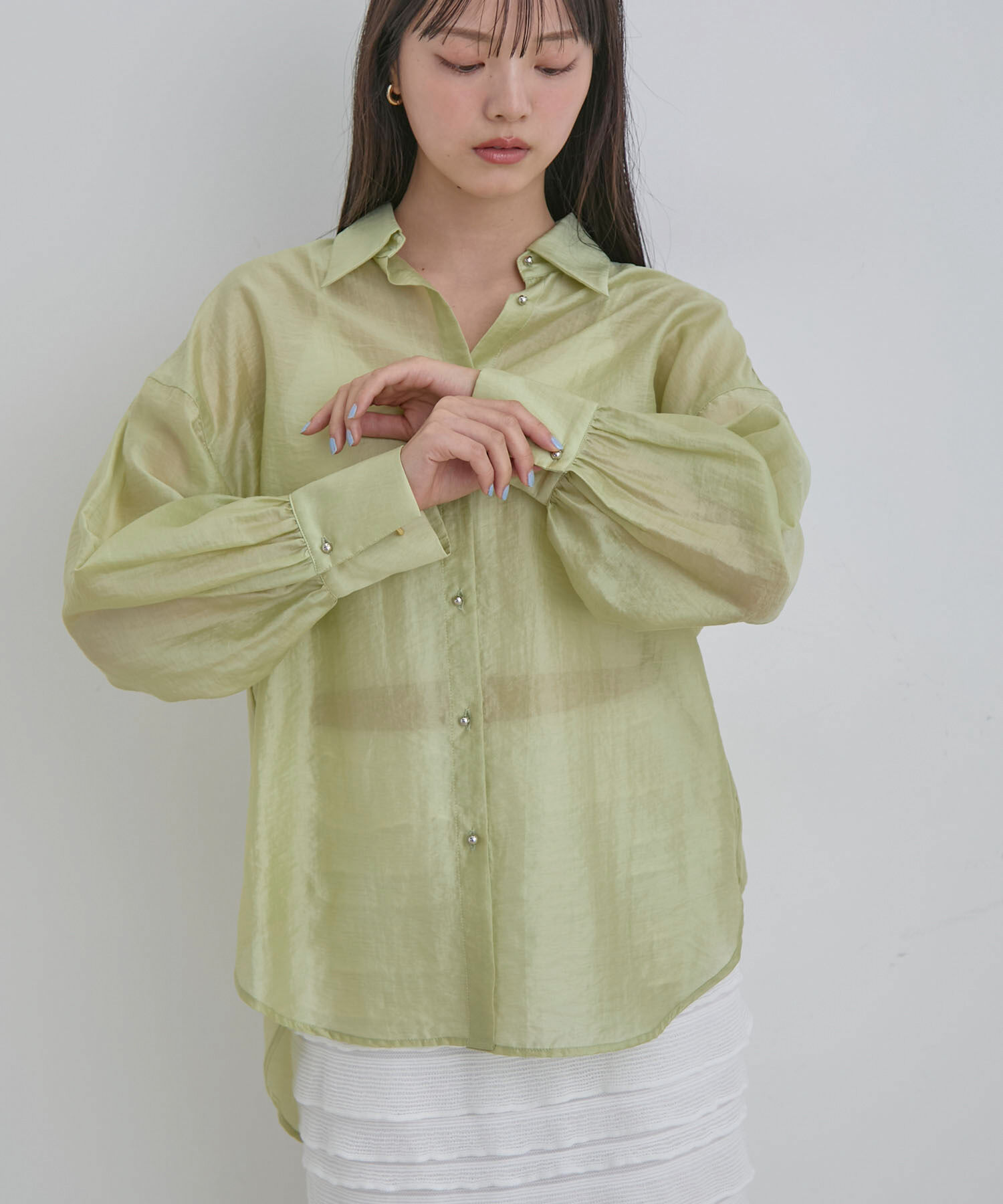 VIS「メタル釦シンプルシアーシャツ」|シャツ・ブラウス|