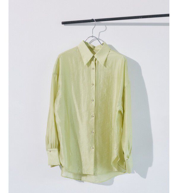 VIS「メタル釦シンプルシアーシャツ」|シャツ・ブラウス|ライトグリン(33)