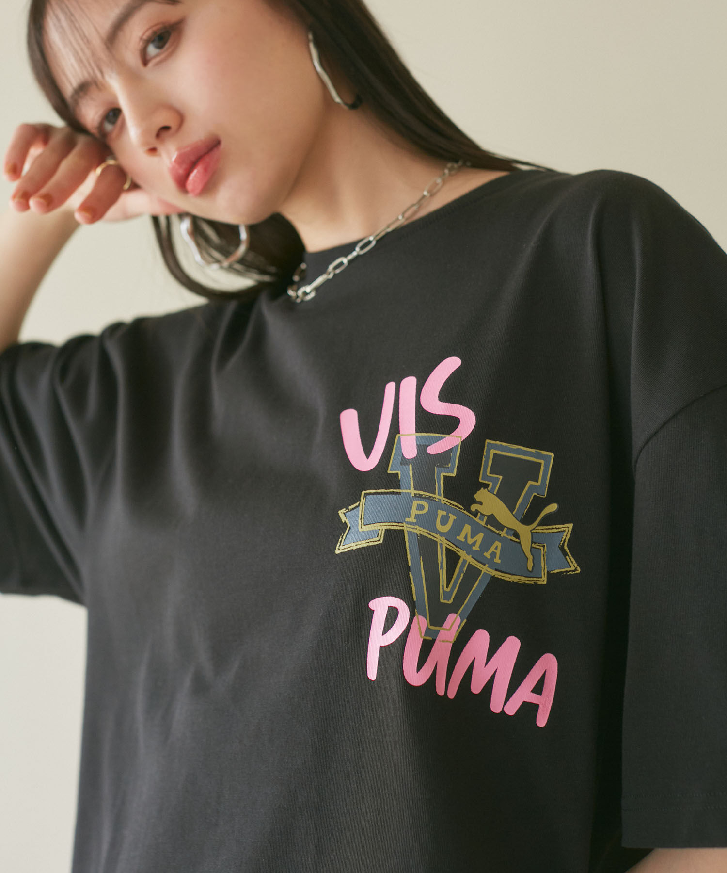 VIS「【PUMA】VIS別注 オリジナルロゴオーバーサイズTシャツ」|Tシャツ・カットソー|