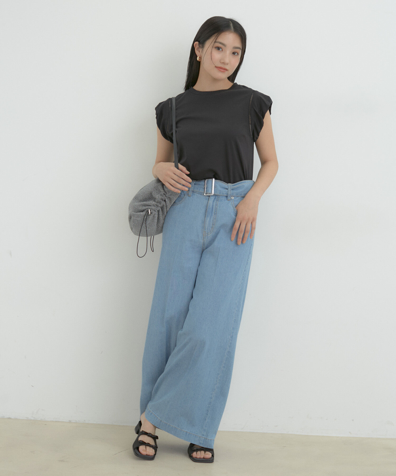 VIS「【洗える】シルケットポイントレースカットソー」|Tシャツ・カットソー|