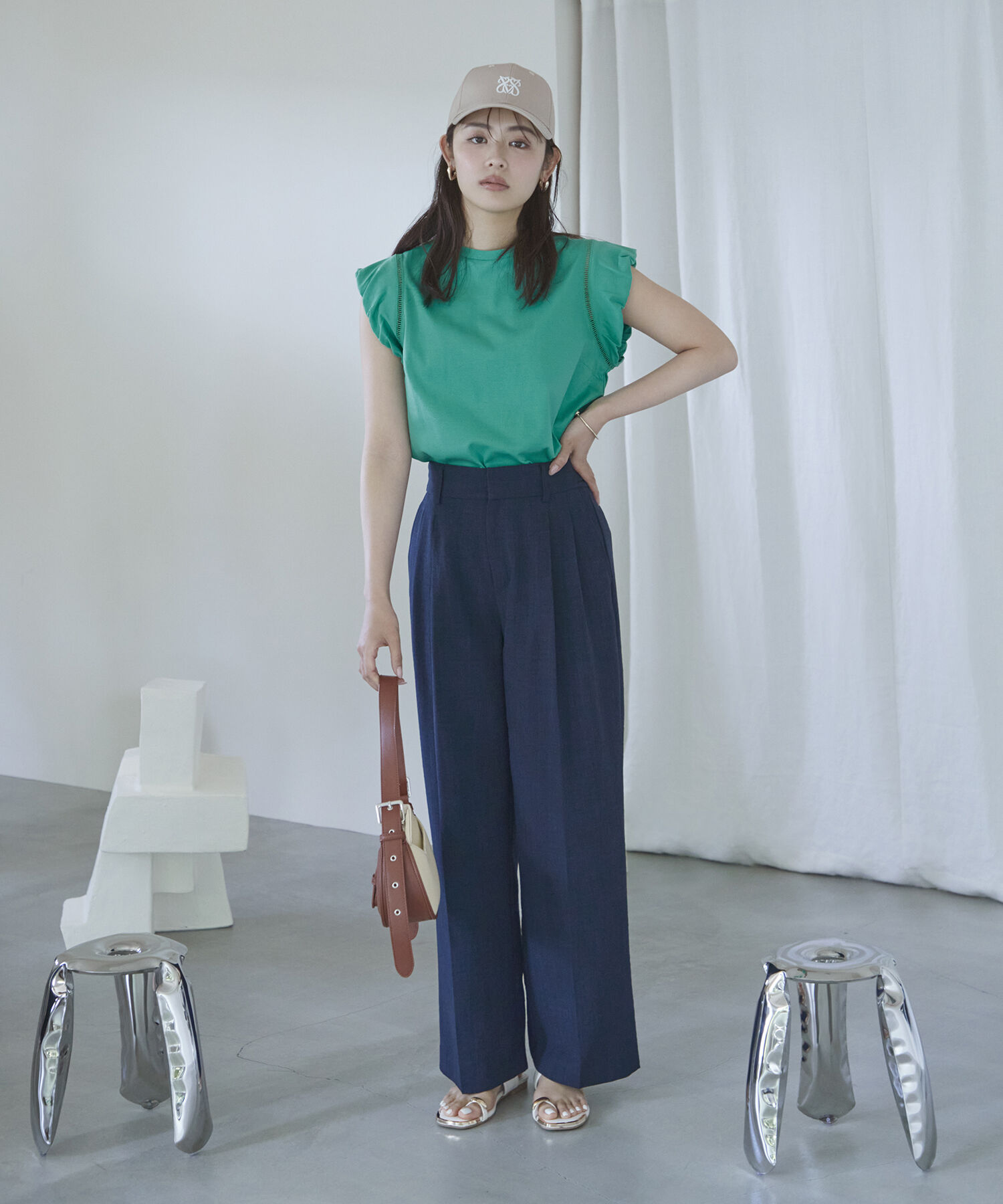 VIS「【洗える】シルケットポイントレースカットソー」|Tシャツ・カットソー|