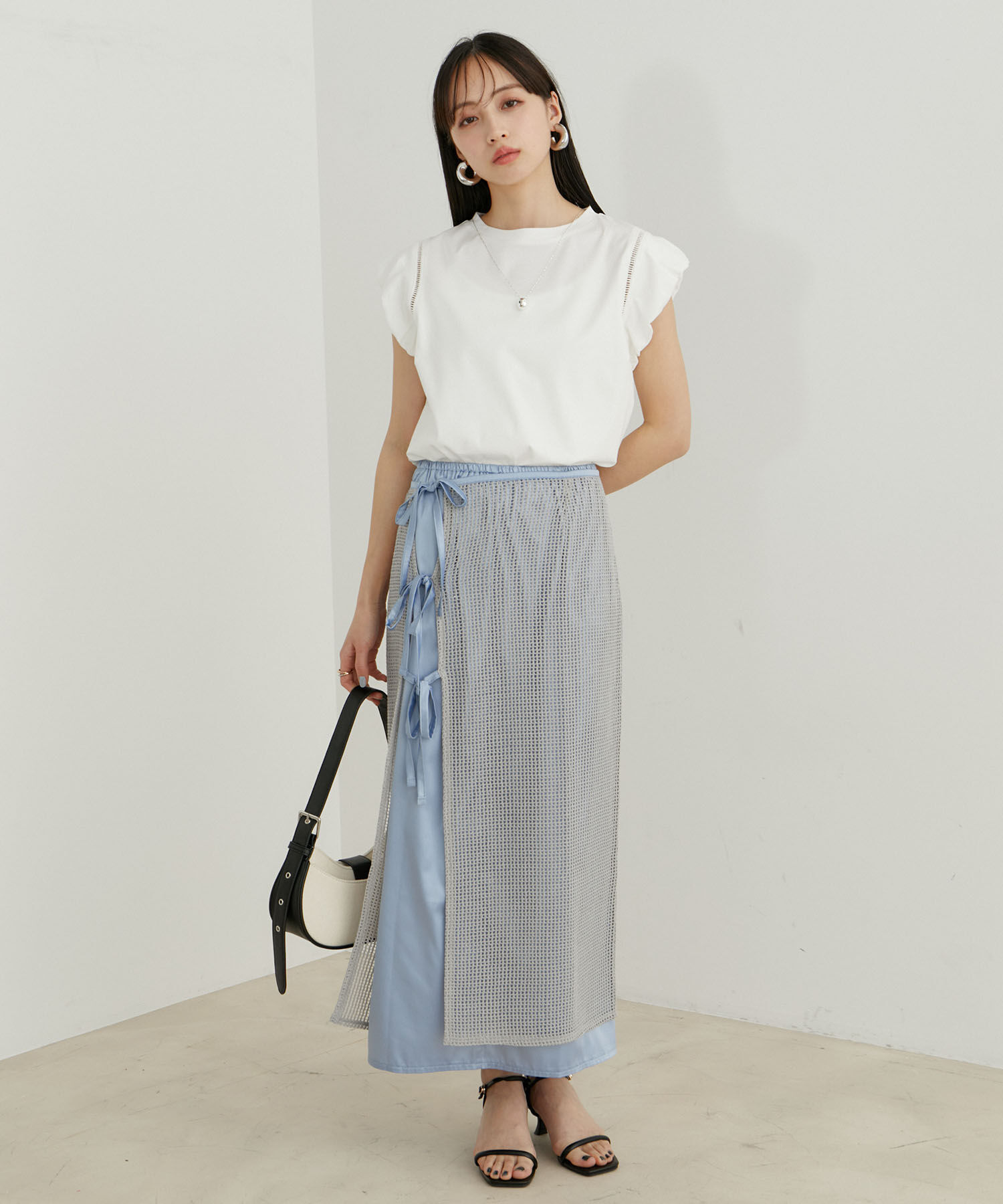 VIS「【洗える】シルケットポイントレースカットソー」|Tシャツ・カットソー|