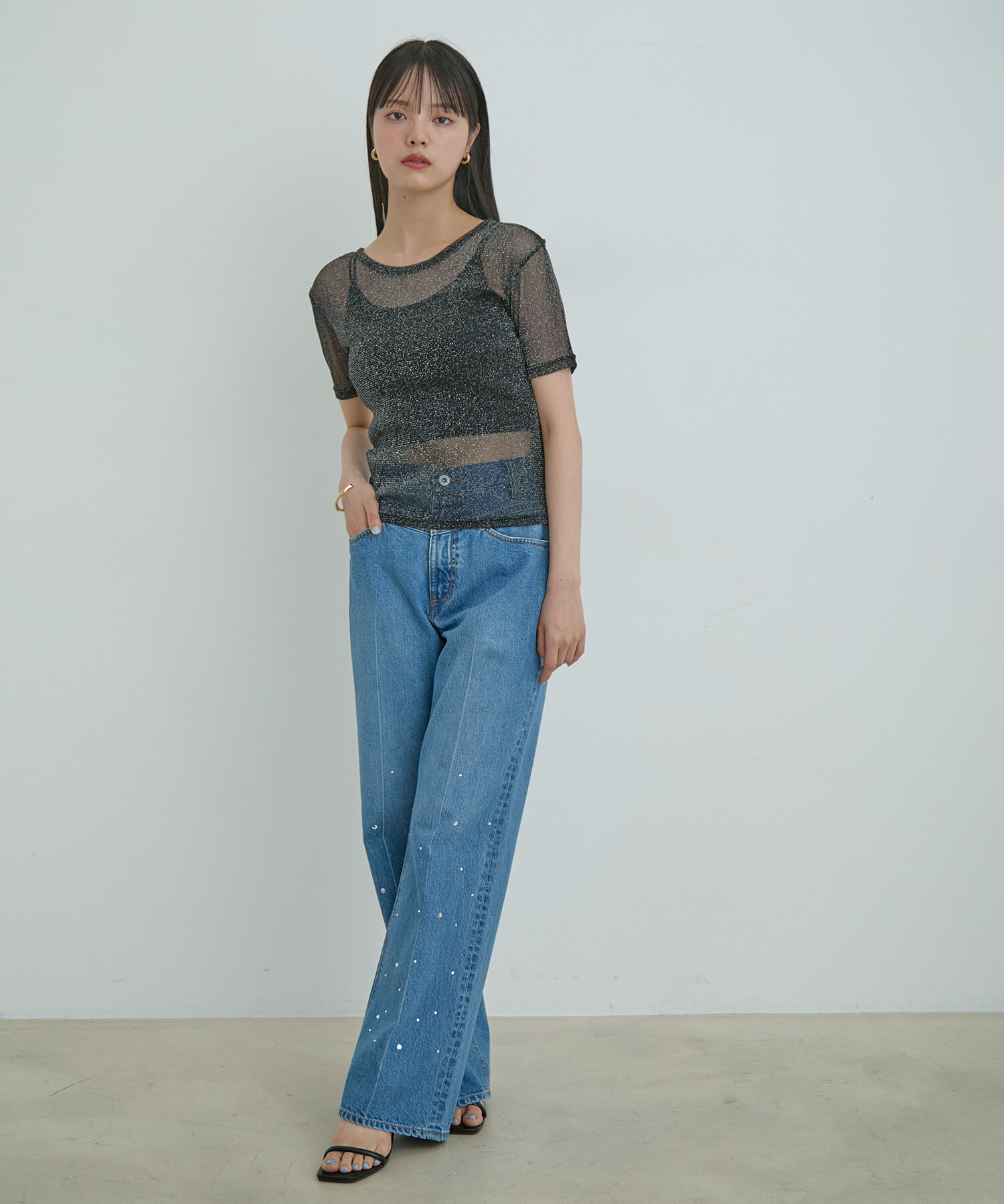 VIS「【洗える】シアーラメレイヤードTシャツ」|Tシャツ・カットソー|