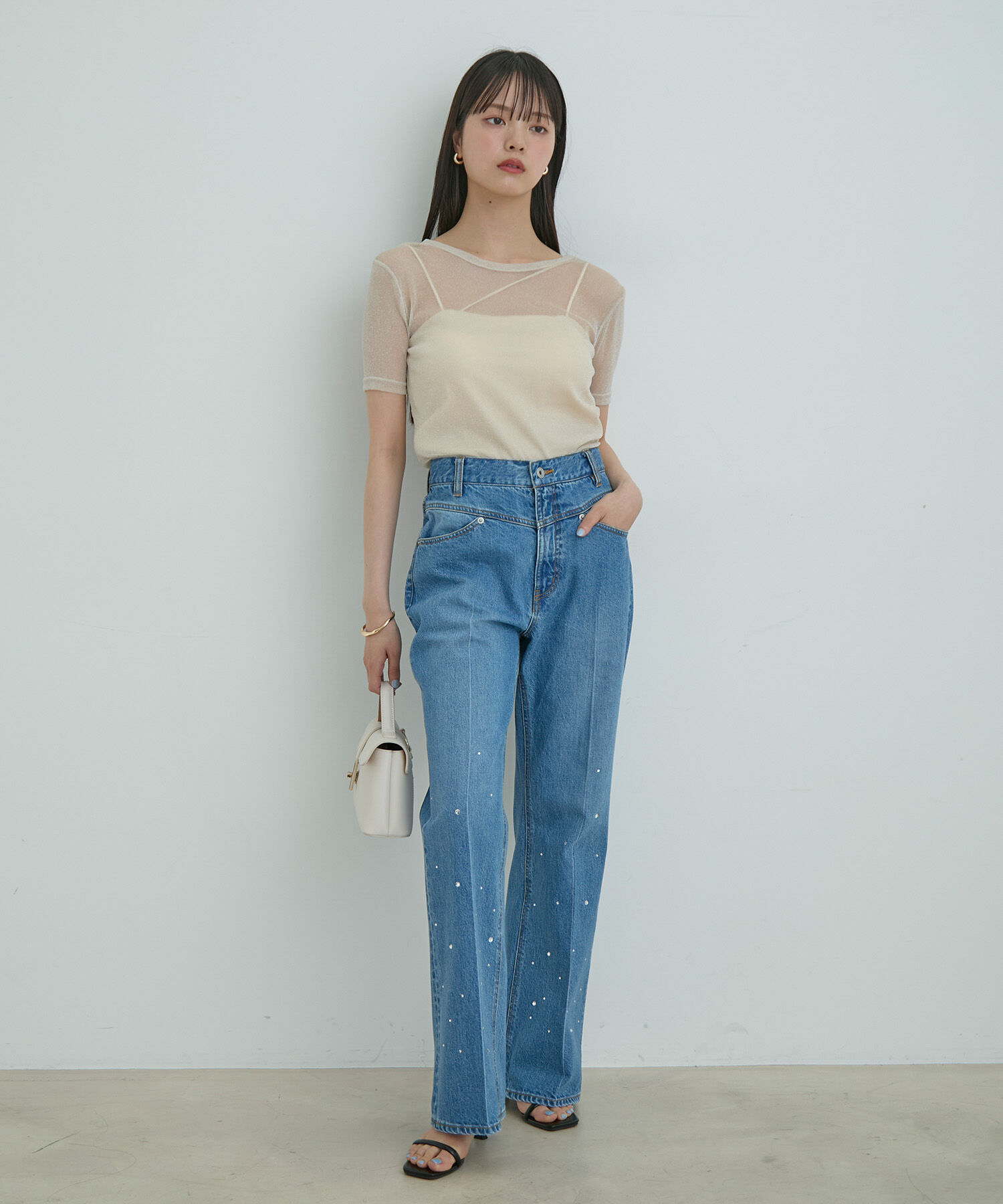 VIS「【洗える】シアーラメレイヤードTシャツ」|Tシャツ・カットソー|